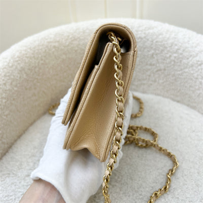 Chanel Classic Wallet on Chain WOC in Beige Caviar and GHW