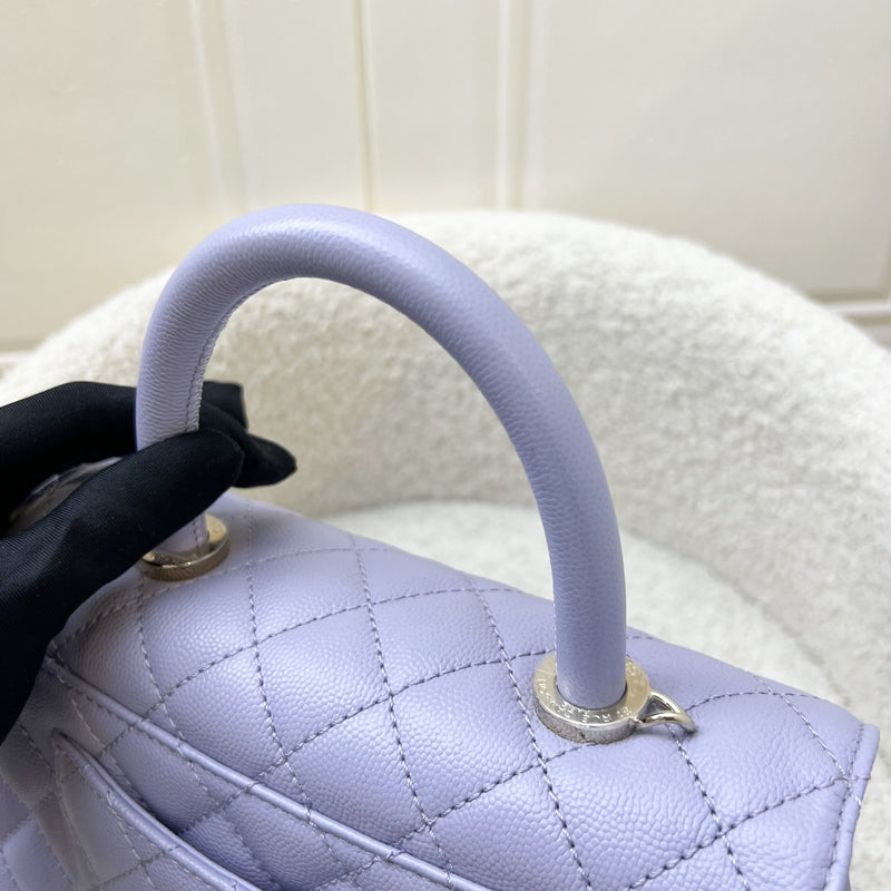 Chanel Small (24cm) Coco Handle Flap in 21K Lilac Caviar and LGHW (Model: A92990)