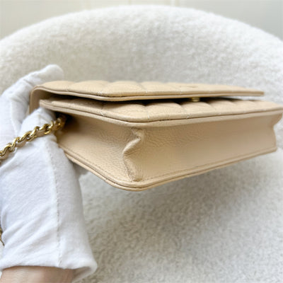 Chanel Classic Wallet on Chain WOC in Beige Caviar and GHW