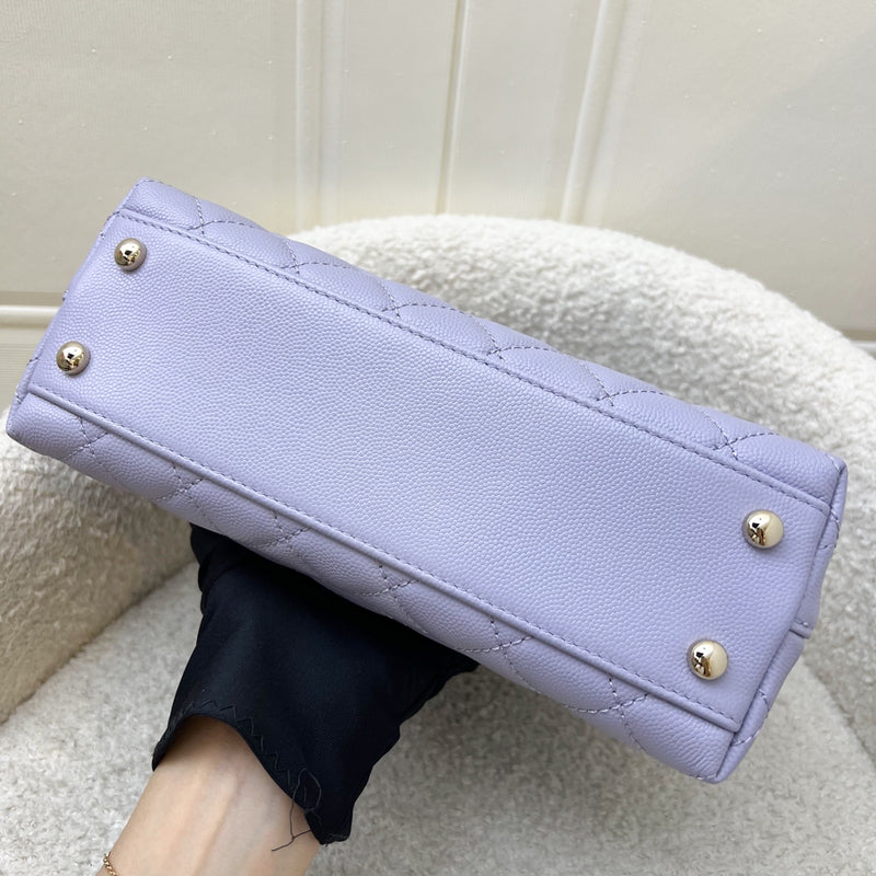 Chanel Small (24cm) Coco Handle Flap in 21K Lilac Caviar and LGHW (Model: A92990)