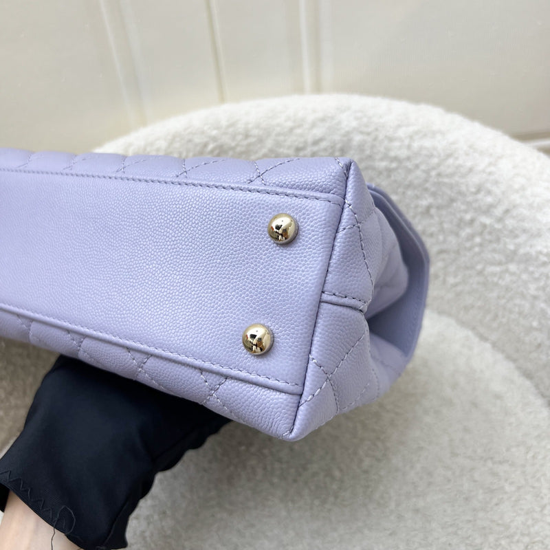 Chanel Small (24cm) Coco Handle Flap in 21K Lilac Caviar and LGHW (Model: A92990)