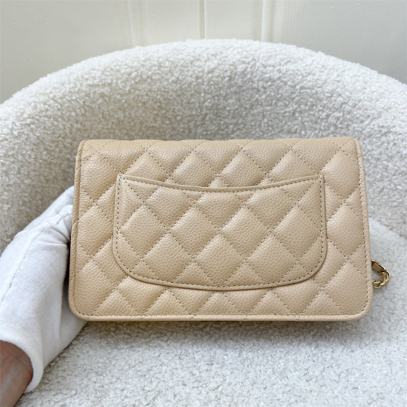 Chanel Classic Wallet on Chain WOC in Beige Caviar and GHW