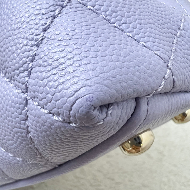 Chanel Small (24cm) Coco Handle Flap in 21K Lilac Caviar and LGHW (Model: A92990)
