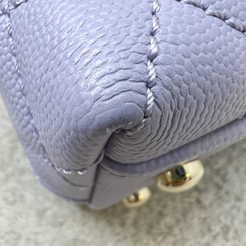 Chanel Small (24cm) Coco Handle Flap in 21K Lilac Caviar and LGHW (Model: A92990)