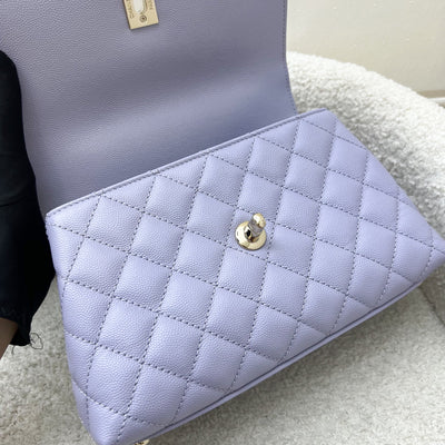 Chanel Small (24cm) Coco Handle Flap in 21K Lilac Caviar and LGHW (Model: A92990)