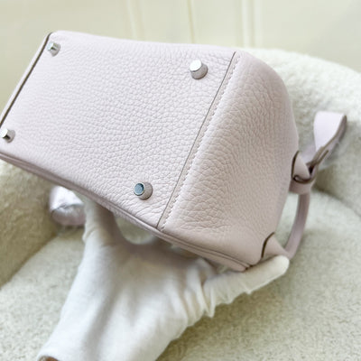 Hermes Mini Lindy in Mauve Pale Clemence Leather, White Interior and PHW