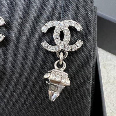 Chanel Dangling Earrings with Crystals in SHW