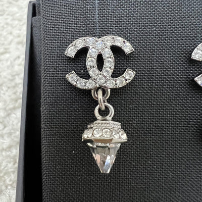 Chanel Dangling Earrings with Crystals in SHW