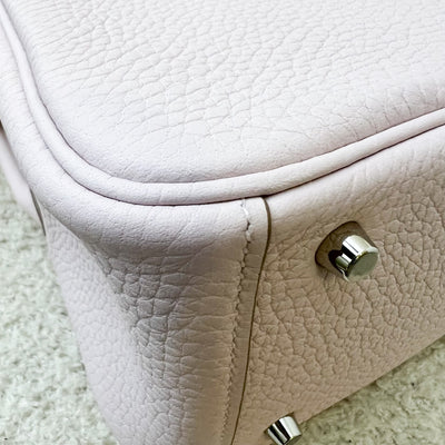 Hermes Mini Lindy in Mauve Pale Clemence Leather, White Interior and PHW