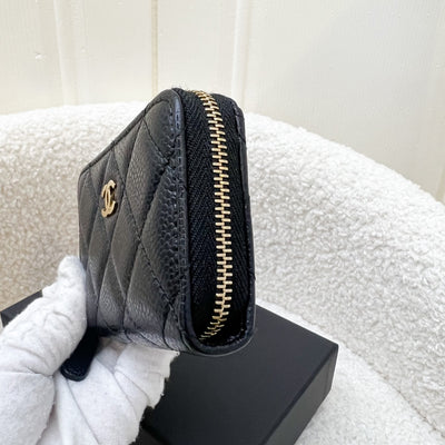 Chanel Classic Zippy Card Holder in Black Caviar and GHW