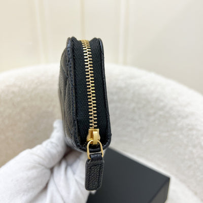 Chanel Classic Zippy Card Holder in Black Caviar and GHW