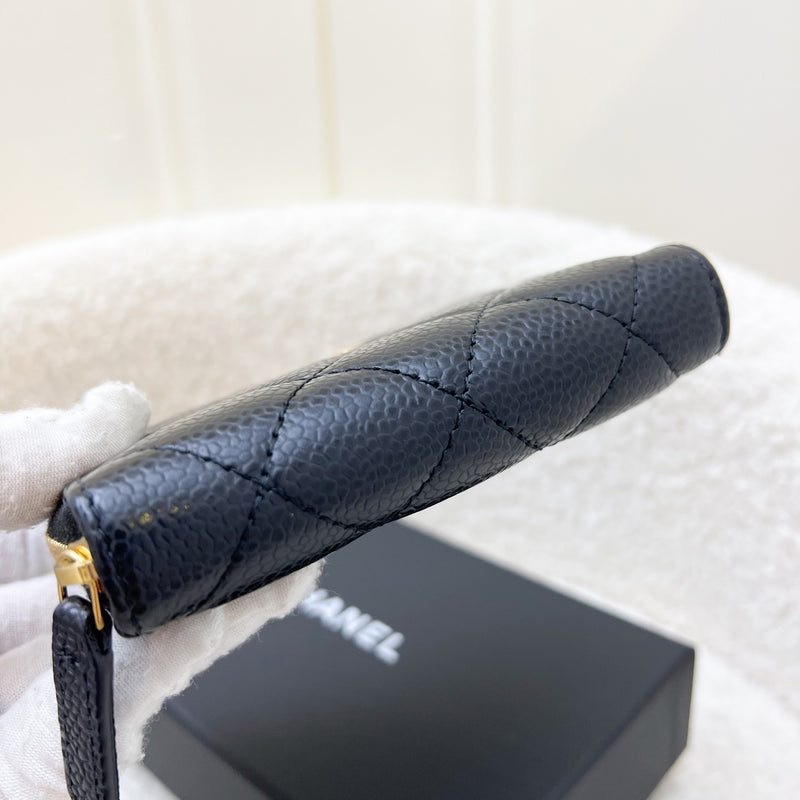 Chanel Classic Zippy Card Holder in Black Caviar and GHW