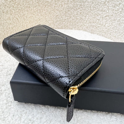 Chanel Classic Zippy Card Holder in Black Caviar and GHW