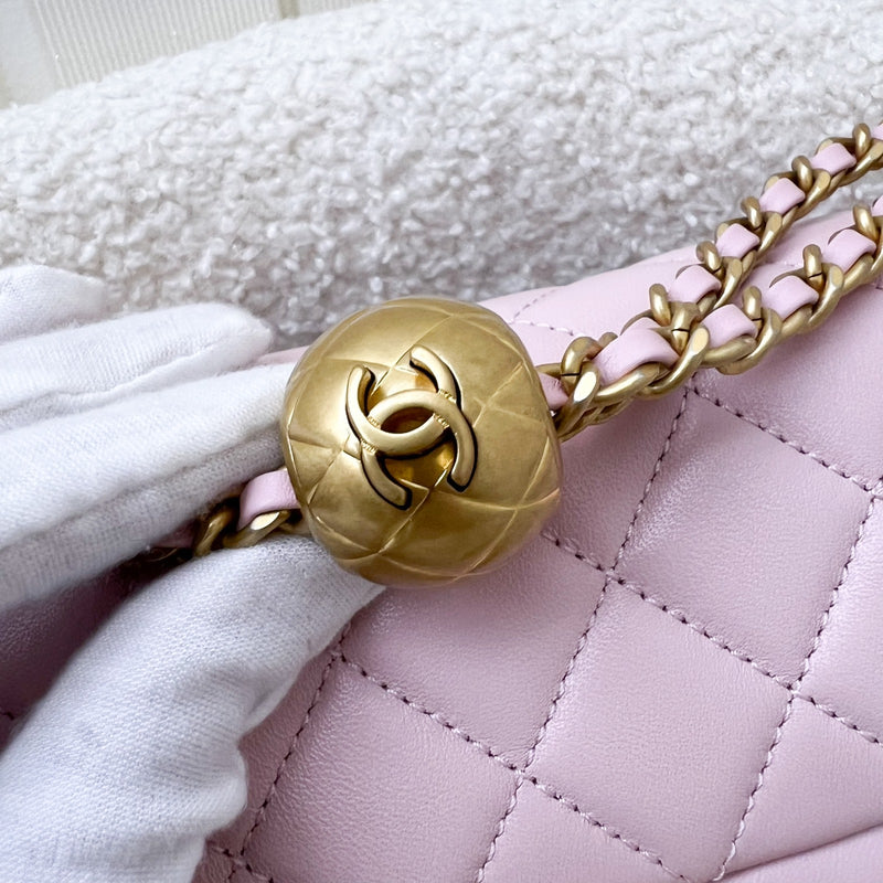 Chanel Pearl Crush Mini Rectangle Flap in 24K Sakura Pink Stiff Lambskin and AGHW (Model: AS1787)