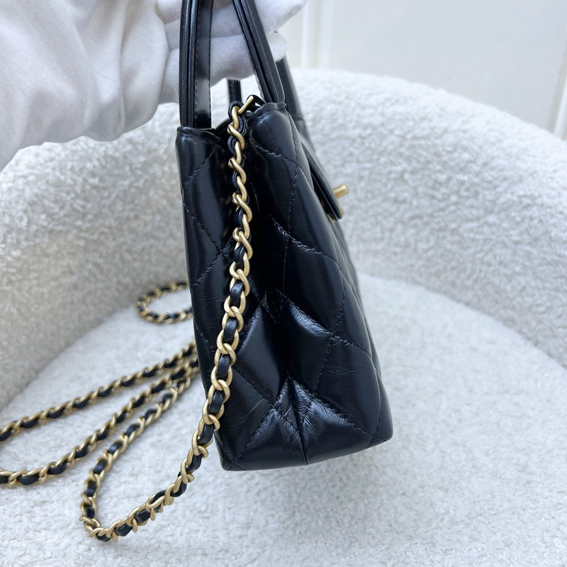 Chanel Mini / Small Kelly Bag in 25C Black Shiny Distressed Calfskin and AGHW (Model: AS4416)