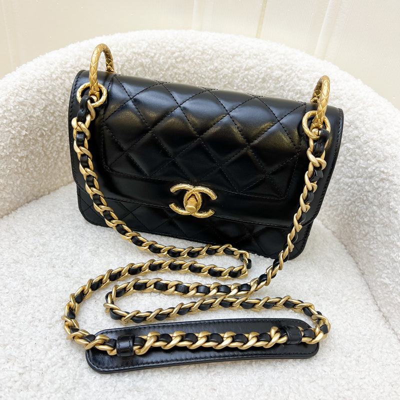 Chanel 21B Seasonal Flap in Black Calfskin and AGHW