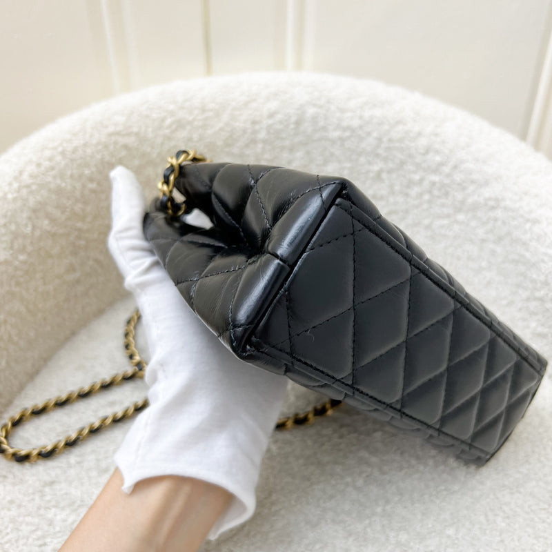Chanel Mini / Small Kelly Bag in 25C Black Shiny Distressed Calfskin and AGHW (Model: AS4416)