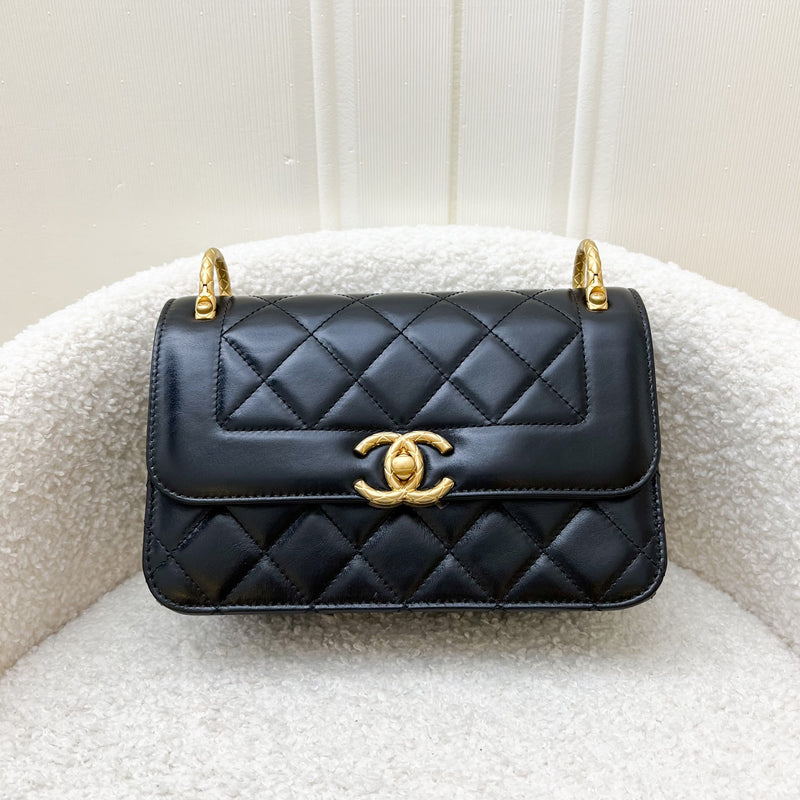 Chanel 21B Seasonal Flap in Black Calfskin and AGHW