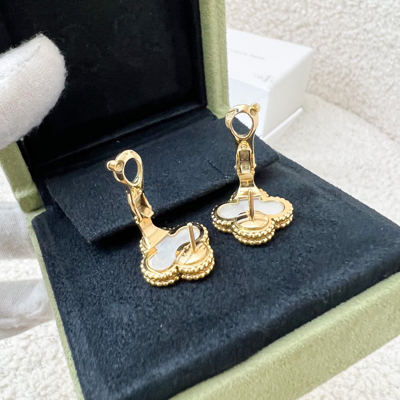 Van Cleef & Arpels VCA Vintage Alhambra Ear Studs with White Mother of Pearl in 18K Yellow Gold