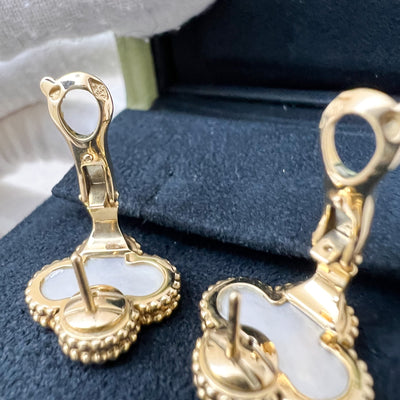 Van Cleef & Arpels VCA Vintage Alhambra Ear Studs with White Mother of Pearl in 18K Yellow Gold