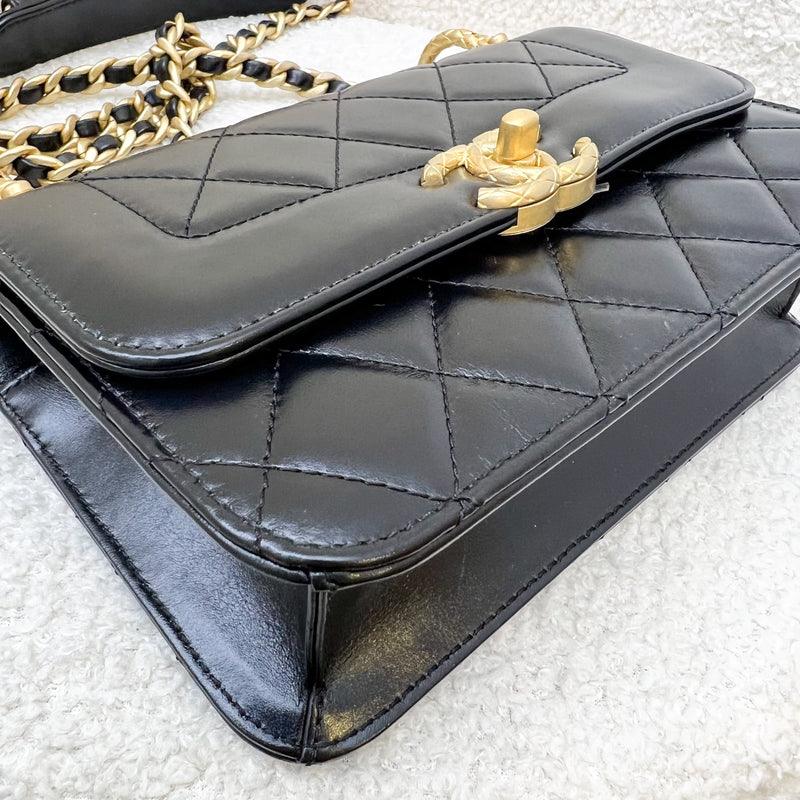 Chanel 21B Seasonal Flap in Black Calfskin and AGHW