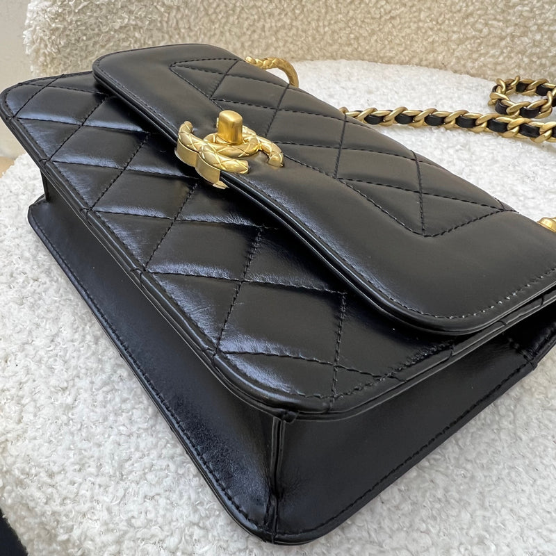 Chanel 21B Seasonal Flap in Black Calfskin and AGHW