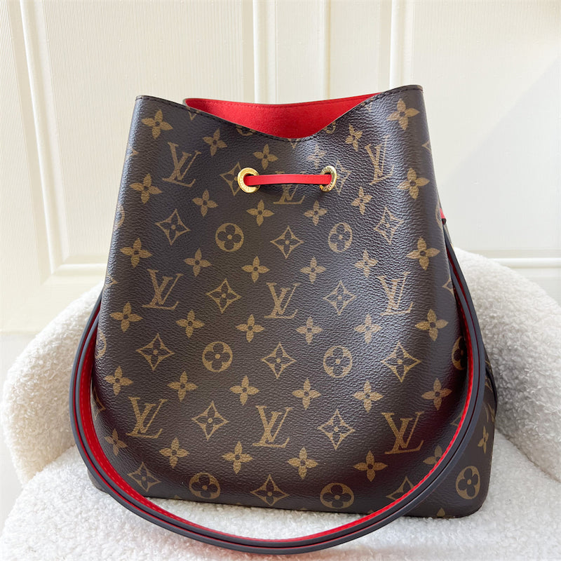(Partial payment) LV Neonoe MM in Monogram Canvas with Coquelicot Red Interior and Strap