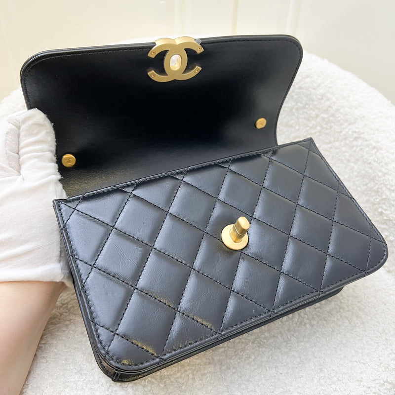 Chanel 21B Seasonal Flap in Black Calfskin and AGHW