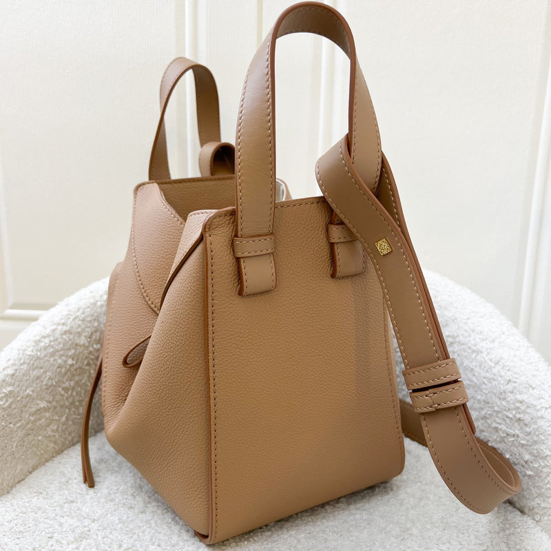 Loewe Compact Hammock Bag in Toffee Soft Grained Calfskin and GHW