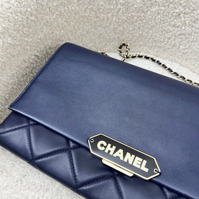 Chanel Seasonal Clutch With Chain in Navy Blue Lambskin and LGHW