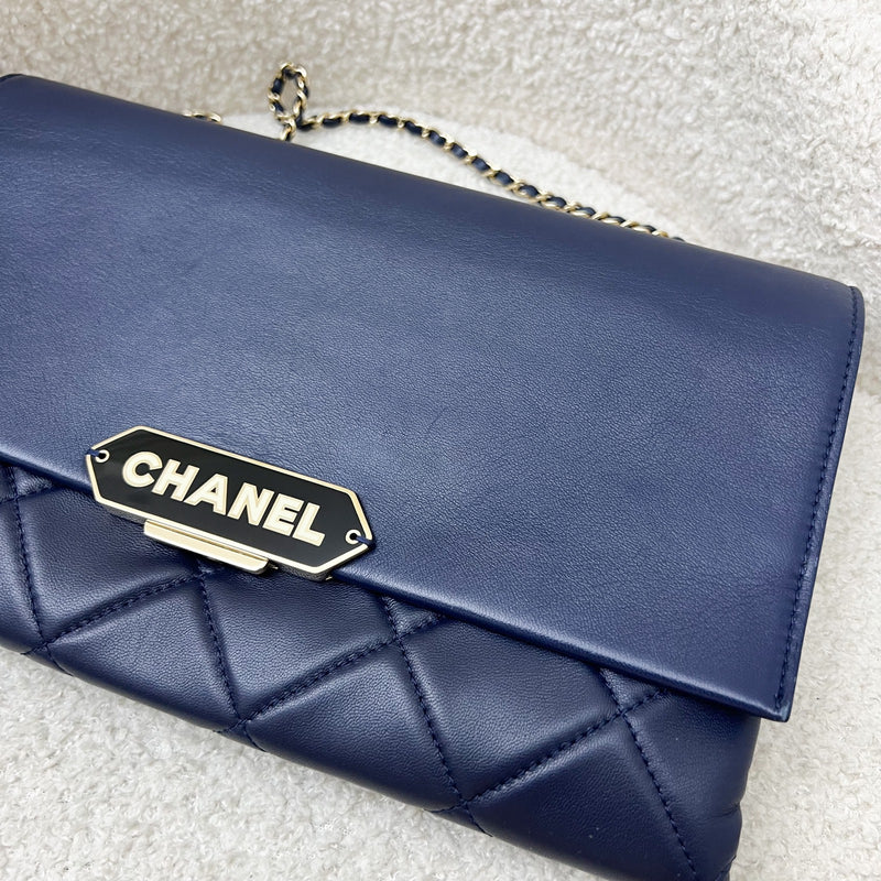 Chanel Seasonal Clutch With Chain in Navy Blue Lambskin and LGHW