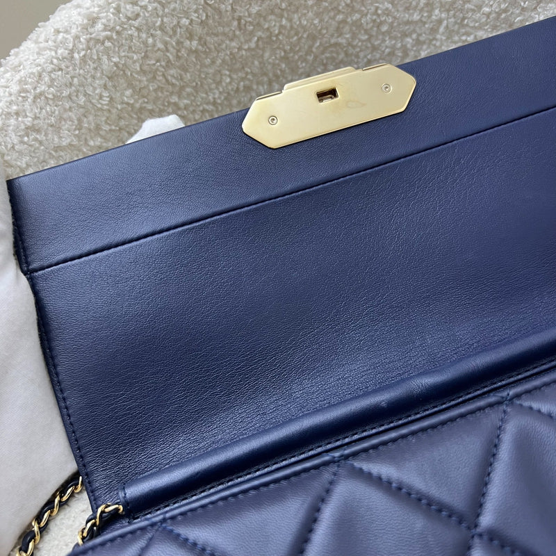 Chanel Seasonal Clutch With Chain in Navy Blue Lambskin and LGHW