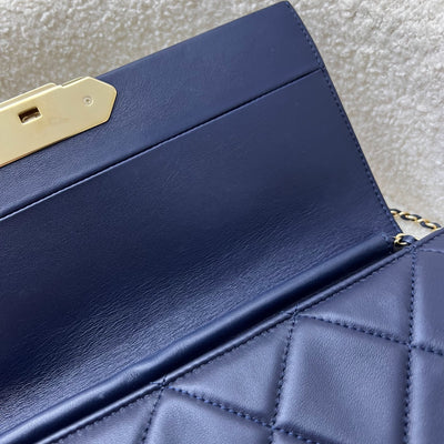 Chanel Seasonal Clutch With Chain in Navy Blue Lambskin and LGHW