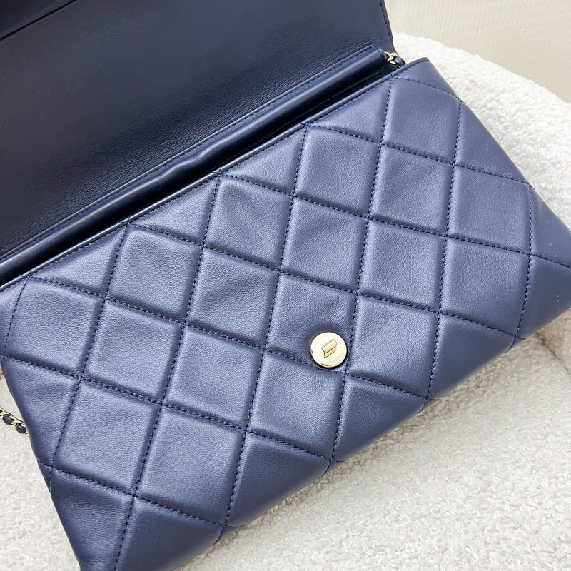 Chanel Seasonal Clutch With Chain in Navy Blue Lambskin and LGHW