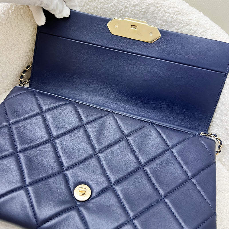 Chanel Seasonal Clutch With Chain in Navy Blue Lambskin and LGHW