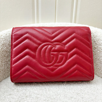 Gucci Marmont Wallet on Chain WOC in Red Calfskin AGHW