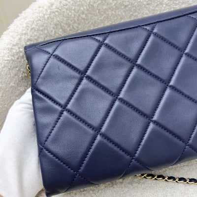 Chanel Seasonal Clutch With Chain in Navy Blue Lambskin and LGHW