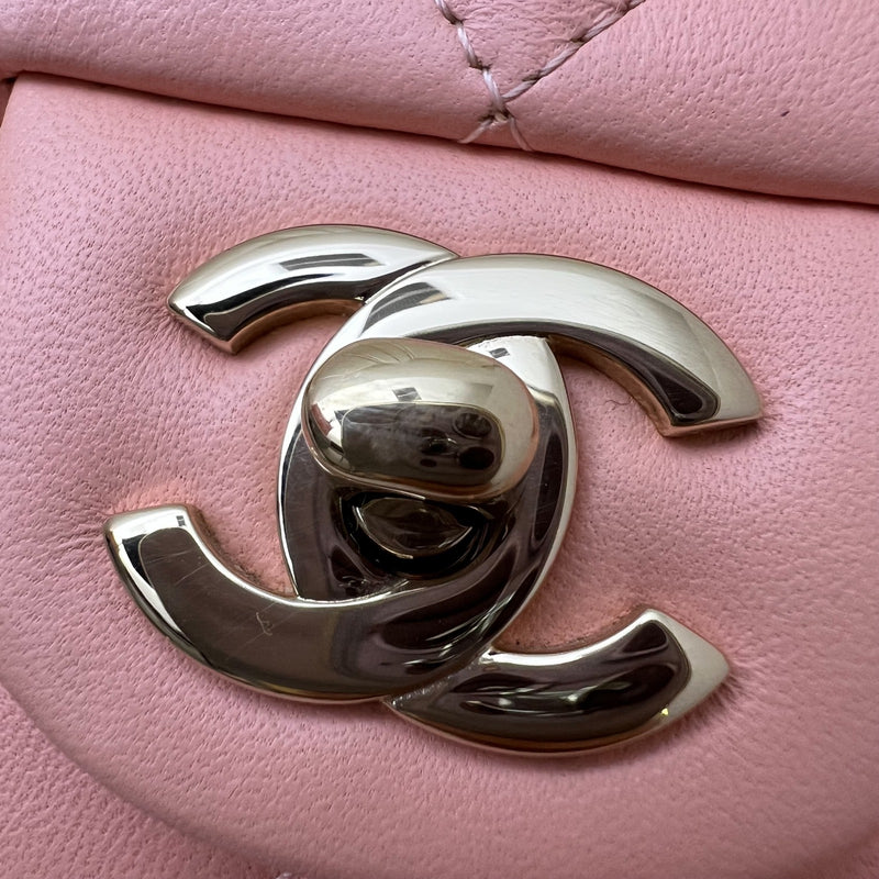 Chanel Classic Mini Rectangle in 22C Peach Pink Lambskin and LGHW (Model: A69900)