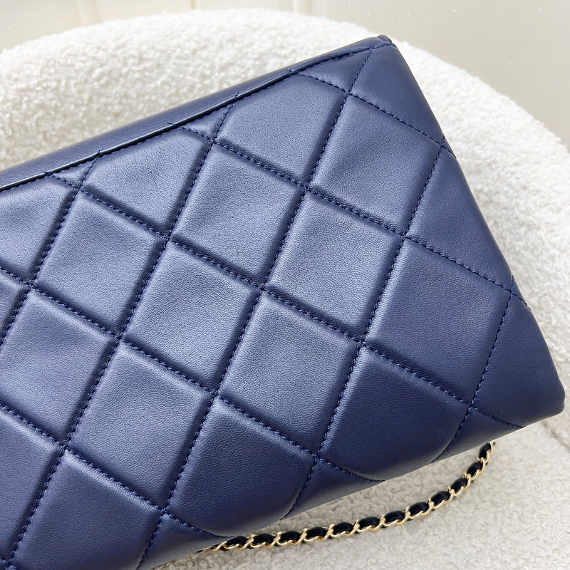 Chanel Seasonal Clutch With Chain in Navy Blue Lambskin and LGHW