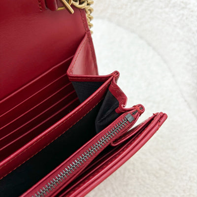 Gucci Marmont Wallet on Chain WOC in Red Calfskin AGHW