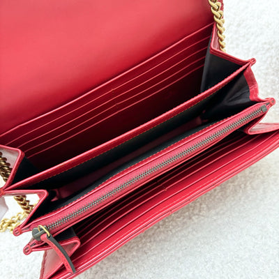 Gucci Marmont Wallet on Chain WOC in Red Calfskin AGHW