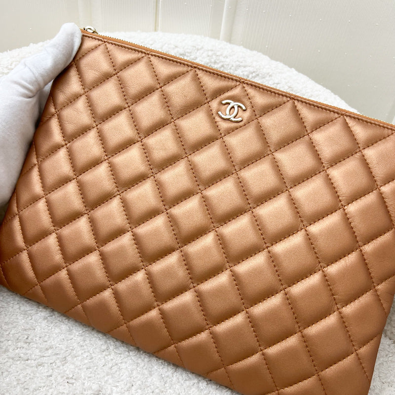 Chanel Medium O-Case Clutch in Bronze Lambskin and LGHW