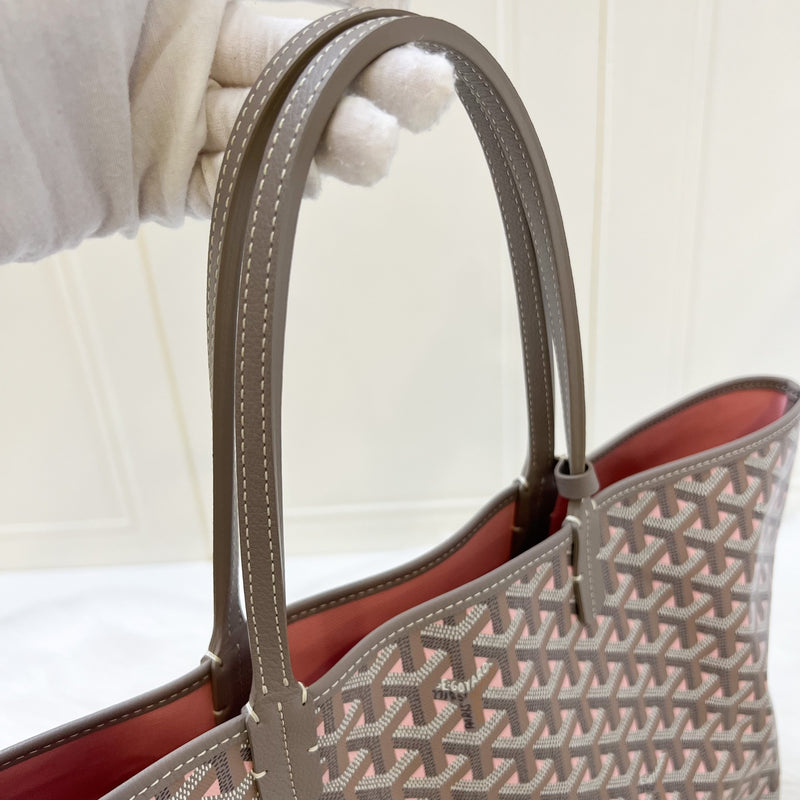 Goyard Saint Louis Claire Voie PM Tote in Limited Edition Grey / Pink Canvas and Pink Interior