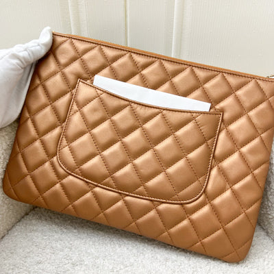 Chanel Medium O-Case Clutch in Bronze Lambskin and LGHW