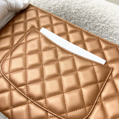 Chanel Medium O-Case Clutch in Bronze Lambskin and LGHW