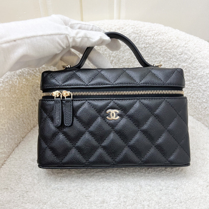 [Brand New Aug 2025] Chanel 25B Vanity / Clutch with Chain (LP Style Bag) in Black Caviar and LGHW (Model: AP4385)