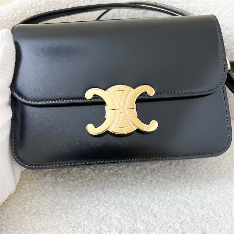 Celine Teen Triomphe Bag In Shiny Calfskin Black GHW