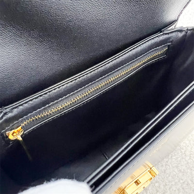 Celine Teen Triomphe Flap Bag in Black Shiny Calfskin GHW
