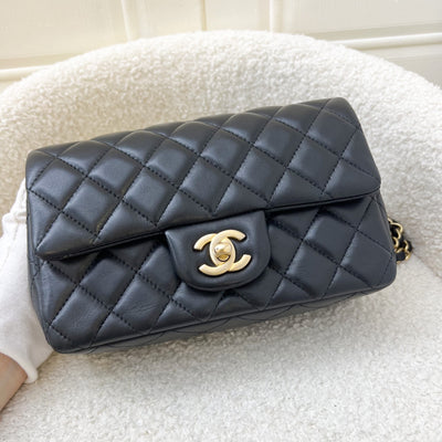 Chanel Classic Mini Rectangle Flap in Black Lambskin and AGHW