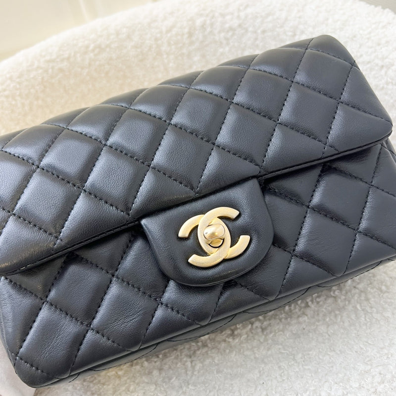 Chanel Classic Mini Rectangle Flap in Black Lambskin and AGHW